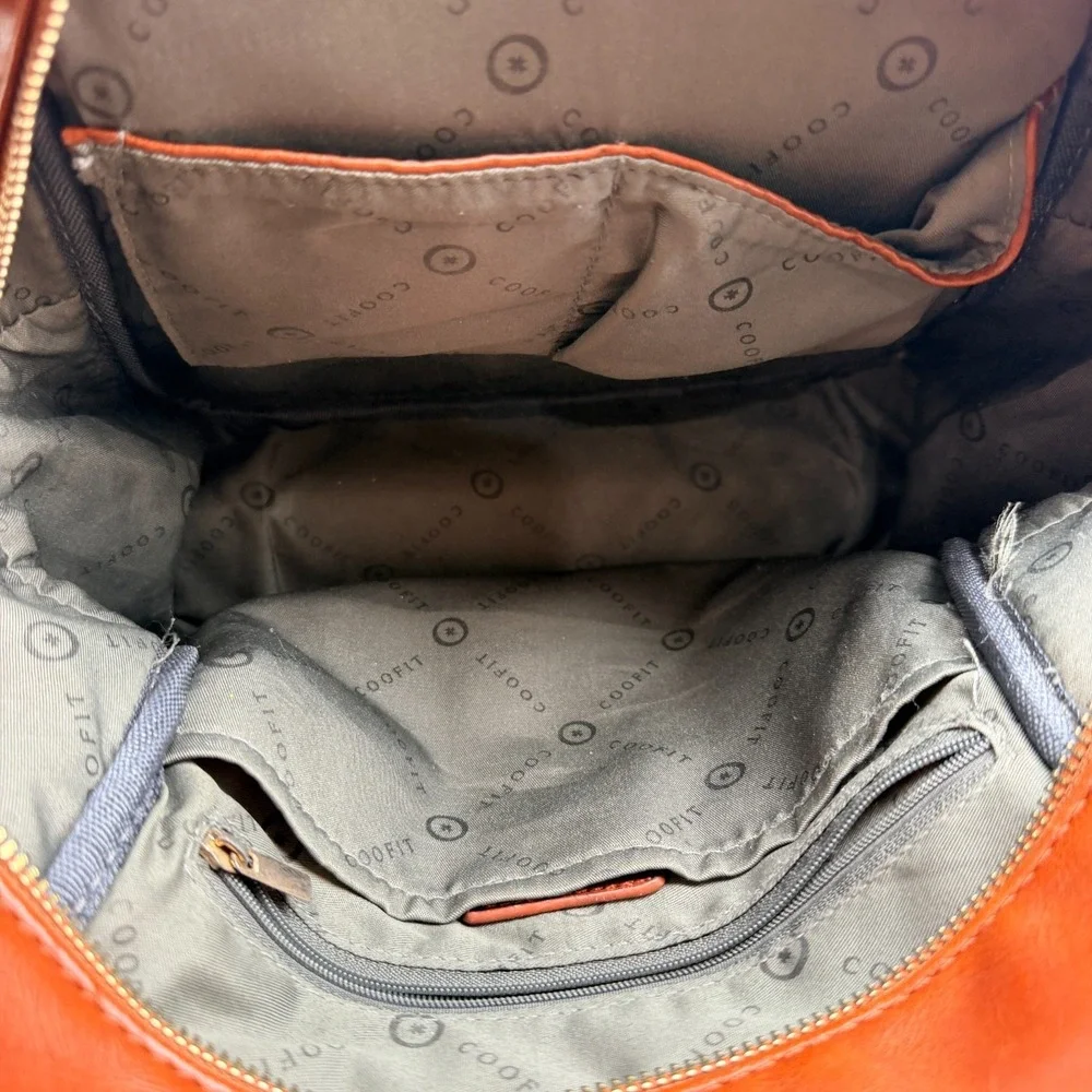 Coofit Backpack Bag Womens Brown Leather‎ Top Carry Handle Adjustable Straps